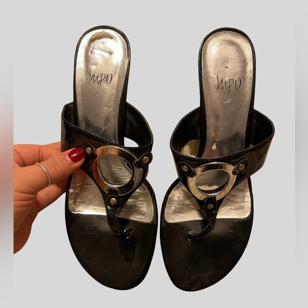 Y2K inspired heels IMPO black and metallic size 8